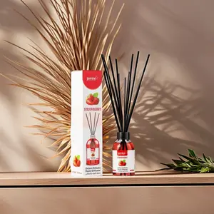 Reed Diffuser -Strawberry From Jasmine Beauty & Care with various Scents Turkish Reed Diffuser Set with 4 Sticks - 3.72 Fl. Oz (110ml) for Home Office, Bathroom, Kitchen fragrance perfume oil incense stick