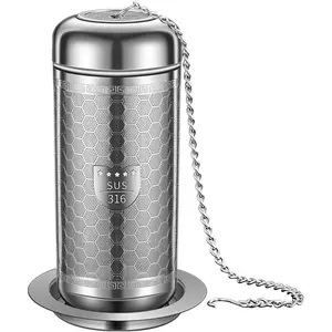 Tea Strainers for Loose Tea, Extra Fine Mesh Tea Infuser, 316 Stainless Steel & Updated Slim Threaded Lid, Loose Leaf Tea Steeper for Black Tea, Rooibos, 1 Pack Large