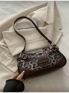 New Fashion Leopard Print Handbag Crossbody Bag for Women Girls Party Dating Travel Shopping Daily Use Coin Phone Storage Office Lady College Student Work Bag Elegant Shoulder Tote Bag