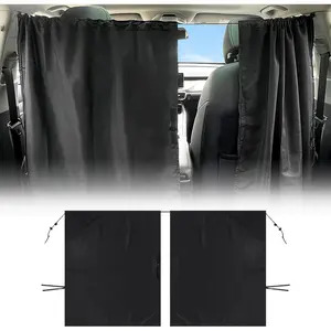 Car Privacy Curtain, Blackout Sun Shade Cover Front & Rear Seat Divider, Sunshade Screen Cover Blocks Light for Sleeping Baby, Fits Sedan SUV Van Truck, Car Accessories, 1 Pack (Black)