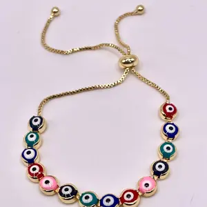 EvIl Eye Bracelet Yellow Gold Filled Ojo Turco pulsera Oro Laminado
