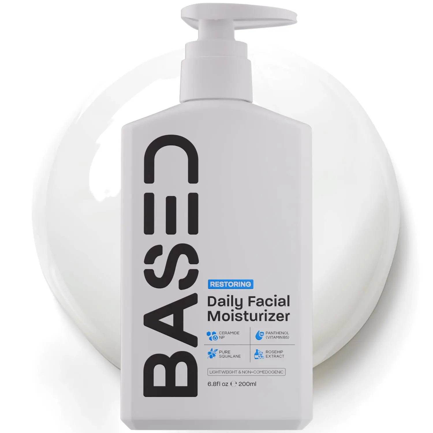 BASED Men's Daily Face Moisturizer - Daily Facial Moisturizer with Squalane & Rosehip Oil - Helps Strengthen Skin Barrier - All Skin Types (6.8 Fl Oz Pack of 1)