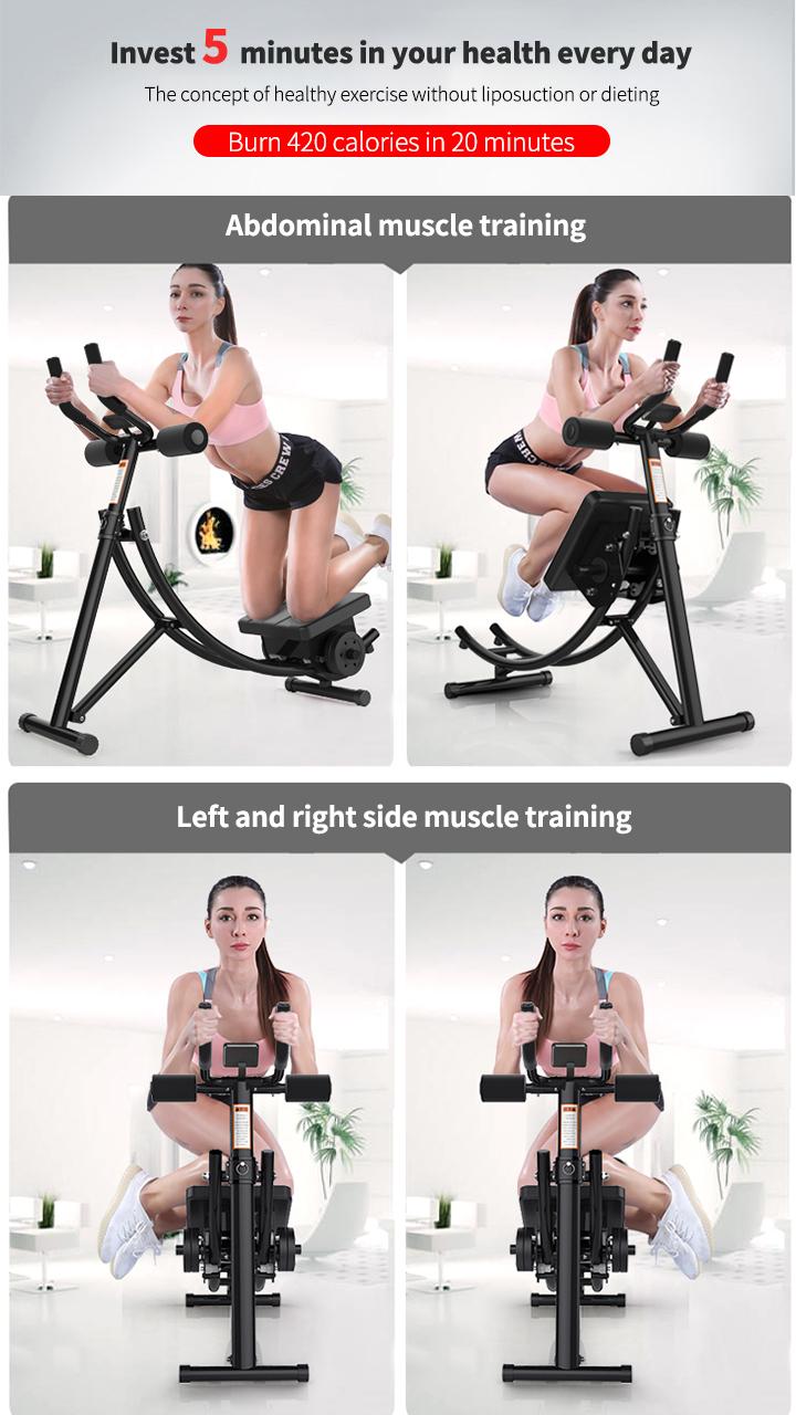 Foldable Ab Exercise Machine & Sit Up Bench Abdominal Crunch Trainer for Home Gym Fitness Comes with 6 Free Bonus Items Tensile Band Figure Eight Resistance Band Grip Strength Tester Safety Gloves Yoga Ring Skipping Rope