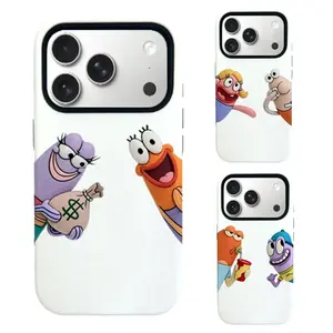 Cute Meme Cartoon Fish Bestie Phone Case | Premium 2 In 1 Double Film Durable Funny Trend Anime Phone Accessories for iPhone 11, 12, 13, 14, 15, 16, 17 Pro Max Plus | Quirky Duo Aesthetic Reinforced Impact Cover