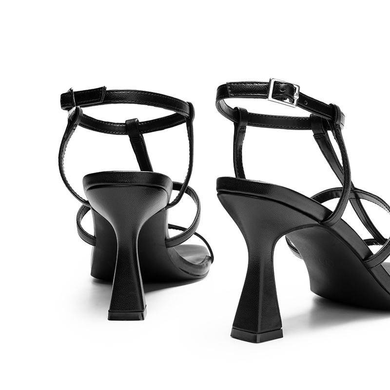 Dream Pairs Women's T-strap Square Toe Heel Sandals
