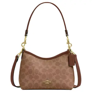 COACH Laurel 19 Logo-Embellished Brown Leather Crossbody Shoulder Bag for Women