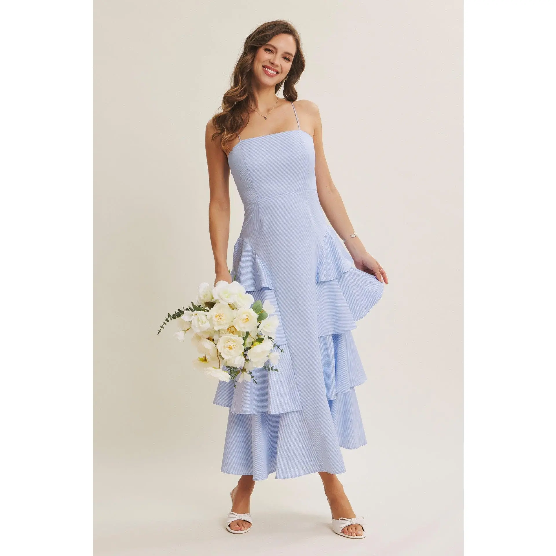 Imani Blue Linen Maxi Dress