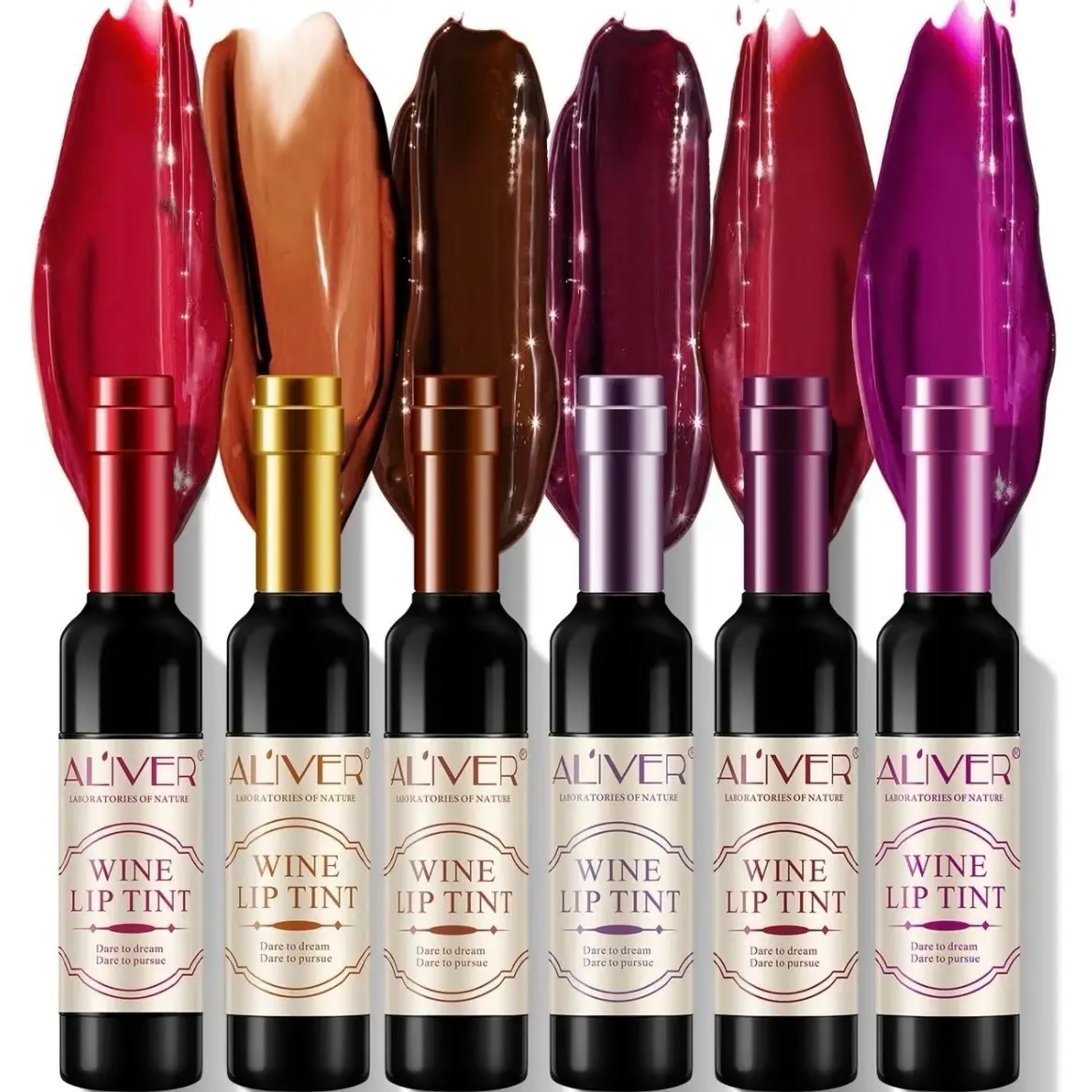 ALIVER upgrade 6 Shades Lip Tint set - long lasting high pigmentation gloss lip tint wine