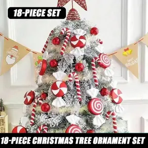 🍭 Create a Magical Sweet Shop Tree! | (18-Pack) Candy Christmas Ornaments | (Multi-Color Set), Lollipops, Swirls, Wrapped Candies, Shatterproof, Holiday Decor