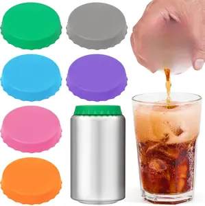 6 Pack Silicone Soda Can Cover Lids, Reusable Soda Can Lids Beer Can Covers Pop Can Covers, BPA Free Silicone Can Cover, Stopper and Protector for Soda, Beer, Beverage, Juice, Coke, Fits Standard Cans