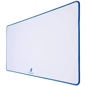 Gaming Mouse Pad (68 Color/Size Options) (XL: 36x18), White Pad with Blue Stitching. Best Premium Waterproof Non RGB Computer Gaming XL Desk Pad Mat, Large Non-Slip Gamer Mousepad