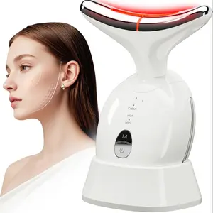Face and Neck Massager, 7 Colours Facial Massage Tools for Lifting and Firming Skin, 3 Vibration Modes Neck Facial Massager for Women's Daily Skin Care
