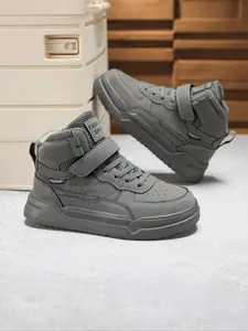 Comfortable High-Top Sneakers, Shock Absorption, Fashionable All-Purpose, Velcro Closure, Skate Shoes, Skateboard Shoes, School Shoes