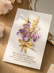 Handmade Dried Flower Greeting And Thank You Card Elegant Pressed Floral Design with Envelope for Teachers Friends And Students Perfect for Weddings Birthdays Anniversaries Christmas And Business Use