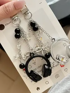 Cool Music Earphone Keychain, Phone Chain, Bag Charm, Handmade Assembly, Casual Design, All Seasons Accessory, Functional Daily Item