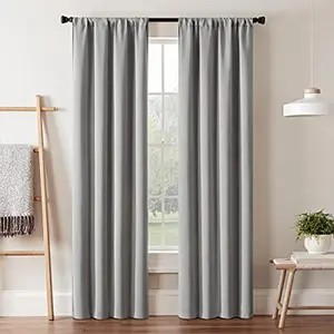 ECLIPSE Blackout Curtains for Bedroom-Darrell 37" x 84" Insulated Darkening Single Panel Rod Pocket Window Treatment Living Room, Grey