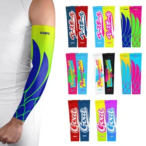 SLEEFS Baseball Collection Arm Sleeves Pair - Premium Nylon & Spandex Compression Sleeves with UV Protection for Adult & Youth Sizes