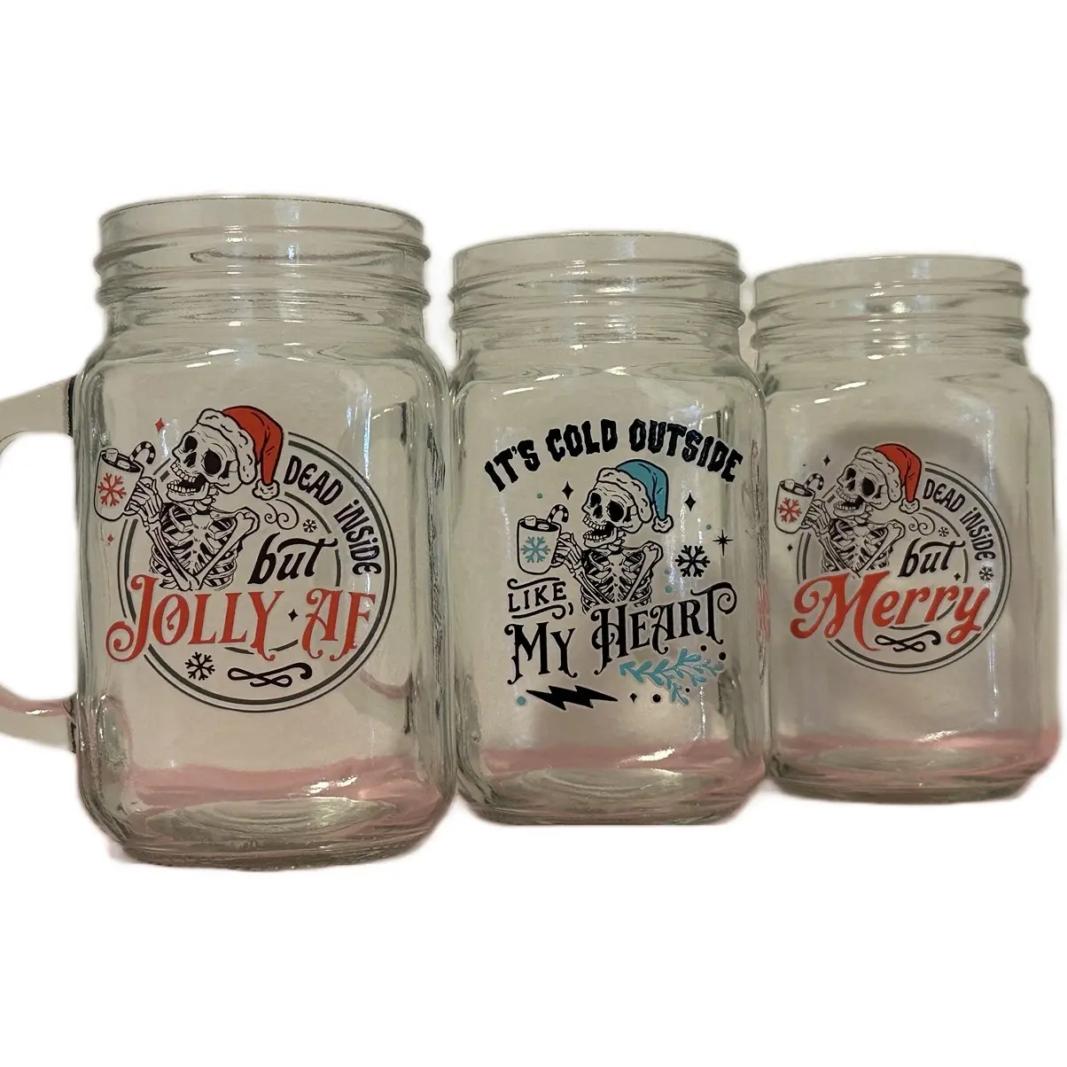 Reusable Mason Jar Mug with Skull and Funny Saying for Drinks - Drinkware
