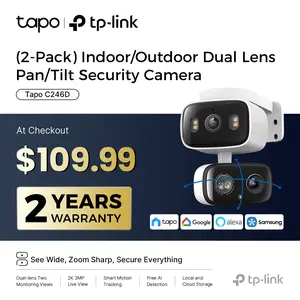 TP-Link & Tapo C246D(2-Pack) 2K 3MP Dual Lens Pan/Tilt Indoor/Outdoor Security Cameras with AI Detection, 360° Pan, Free Person/Vehicle Detection, SD/Cloud Storage, Works with Alexa & Google Home  #SummerWins #DealsForYouDays