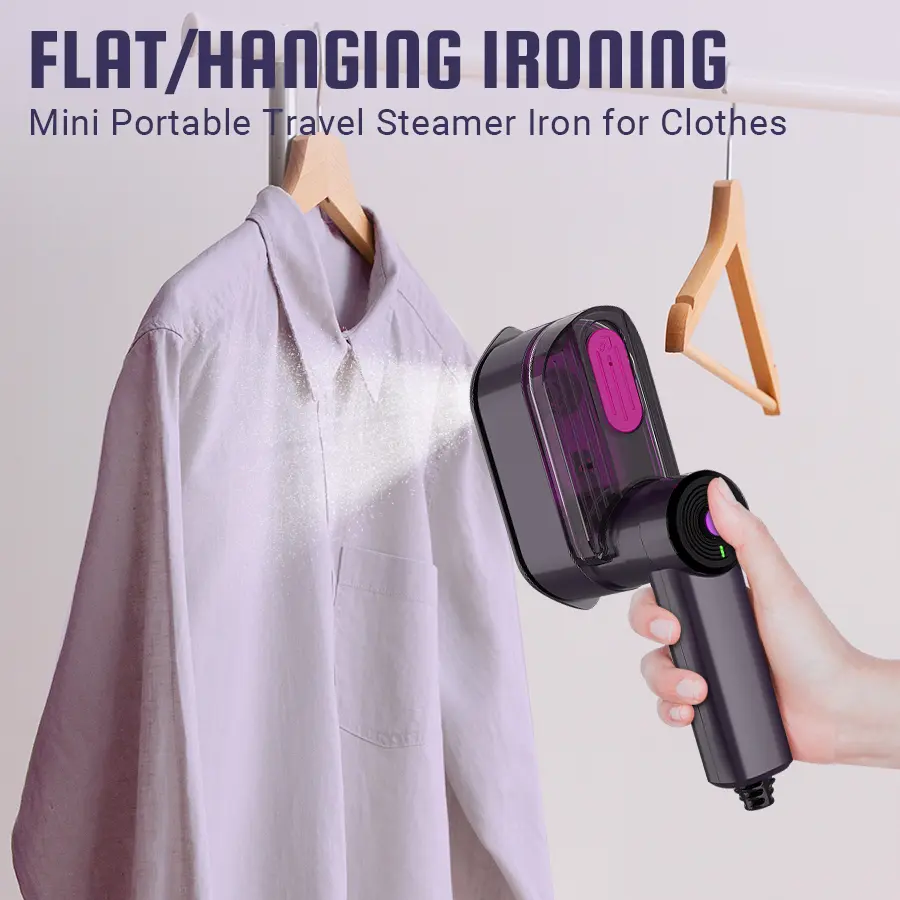 Handheld Garment Steamer - 1000W Mini Household Appliances, 10S Fast Heat-Up, 3 Steam Levels, 100ml Detachable Stainless Steel Water Tank, Portable for Dress Shirts, Home & Travel