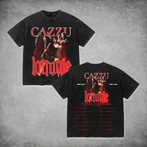 Vintage Bootleg Cazzu Latinaje En Vivo Tour 2026 T-Shirt Acid Wash, Cazzu Latinaje Graphic Tee, Latin Trap Artist Norteamerica Concert Merch, Premium Cotton Acid Wash Retro Streetwear, Unisex Heavyweight Shirt for Cazzu Fans, Front & Back Tour Dates