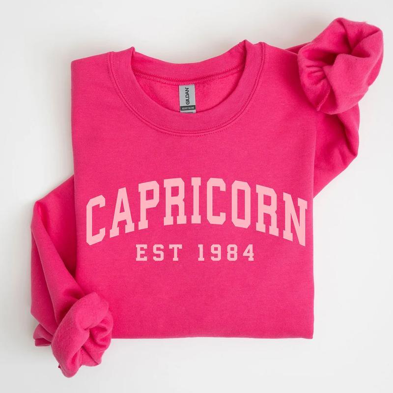 (Leave A Note or DM our Shop) Custom Year, Custom Zodiac Sweatshirt – Pink Color, Est Your Year Astrology Pullover, Cute Horoscope Energy Gift, Unisex Crewneck Sweatshirt, Birthday Zodiac Sign Outfit 2025