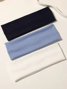 Women's Sporty Fabric Sweatband Headbands, 3pcs Running Gym Hair Bands, Random Print, All Seasons, Comfortable and Durable, Sweat Wicking Headband