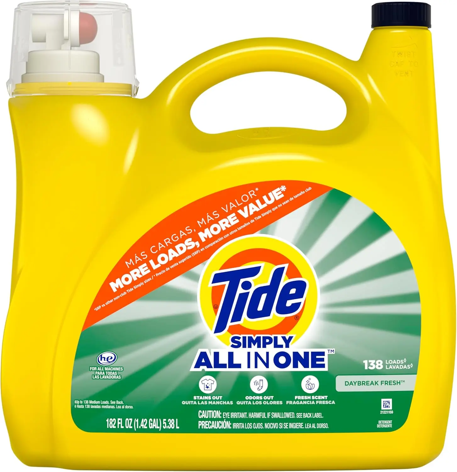182 fl oz 138 Loads All-In-One Liquid Laundry Detergent Daybreak Fresh Scent