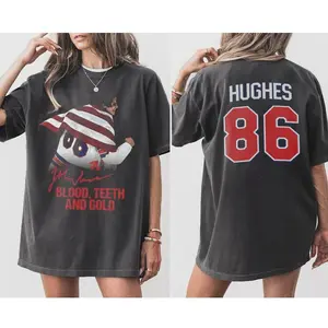 Jack Hughes Hockey USA Team Vintage Bootleg 90s Shirt – Blood, Teeth, and Gold Tee – Hughes 86 Sport USA Team Fan Gift