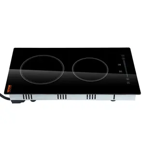 VEVOR in Electric Stove Top, 20 x 11.6 inch 2 Burners, 240V Glass Radiant Cooktop with Sensor Touch Control, Timer & Child Lock Included, 9 Power Levels for Simmer Steam Slow Cook Fry