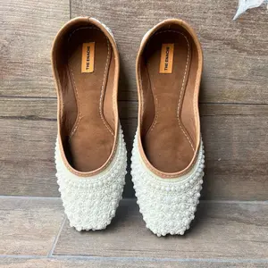Pearl White Bridal Ballet Flat Shoes, Beadwork Wedding Shoes, Handmade Shoes, Bridesmaids Slip Ons, Comfortable Shoes, Ethnic Indian