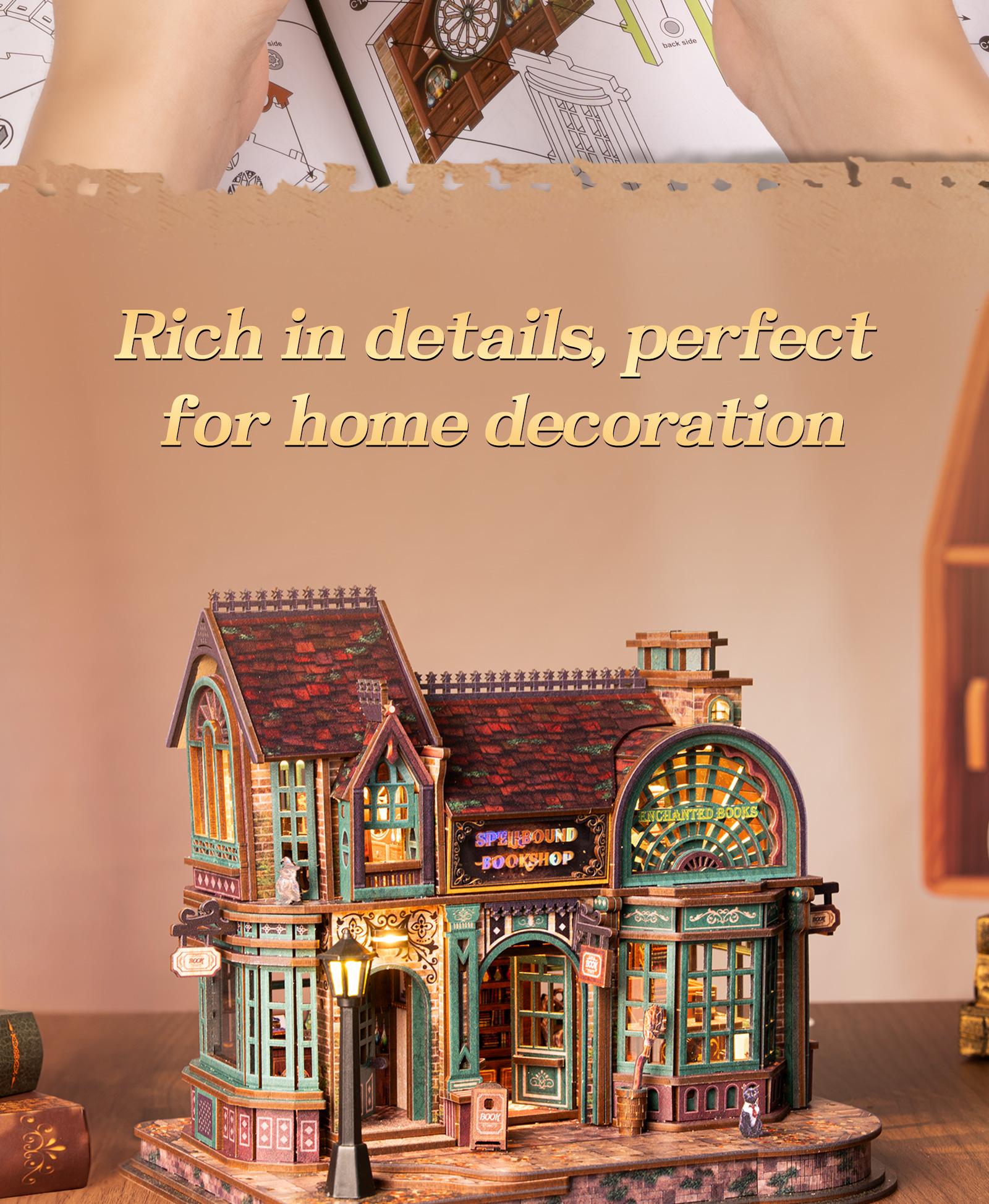 FUNPOLA LED 3D Wooden Puzzle Magic Bookstore Building Model Kit - DIY Miniature Spellbound Bookshop - 3D Puzzle Architecture Craft Gift for Adults(Standard&Upgraded)) FUNPOLA LED 3D Wooden Puzzle Magic Bookstore Building Model Kit - DIY Miniature Spellbound Bookshop - 3D Puzzle Architecture Craft Gift for Adults(Standard&Upgraded))