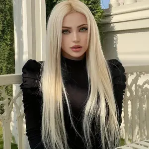Blonde Synthetic Wig Long Straight Blond Wig for Women 26 Inch 613 Blonde Layered Wigs for Women Long Straight 13x4 Lace Front Wig with Natural Hairline for Daily Party Use Mother's Day Gift 150% Density