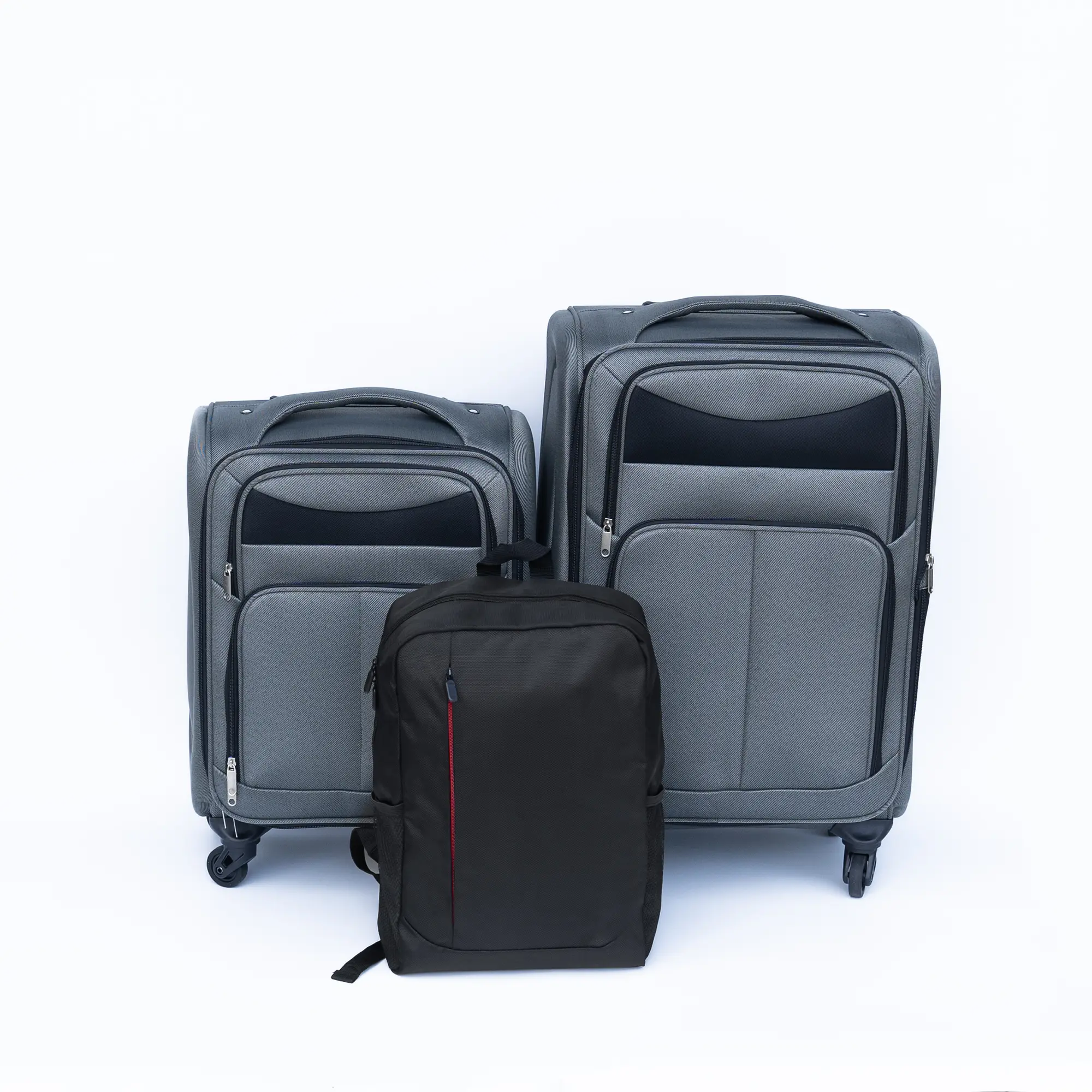 3-piece soft-shell suitcase set with 20-inch + 24-inch spinner suitcases and a travel backpack, lightweight luggage for travel