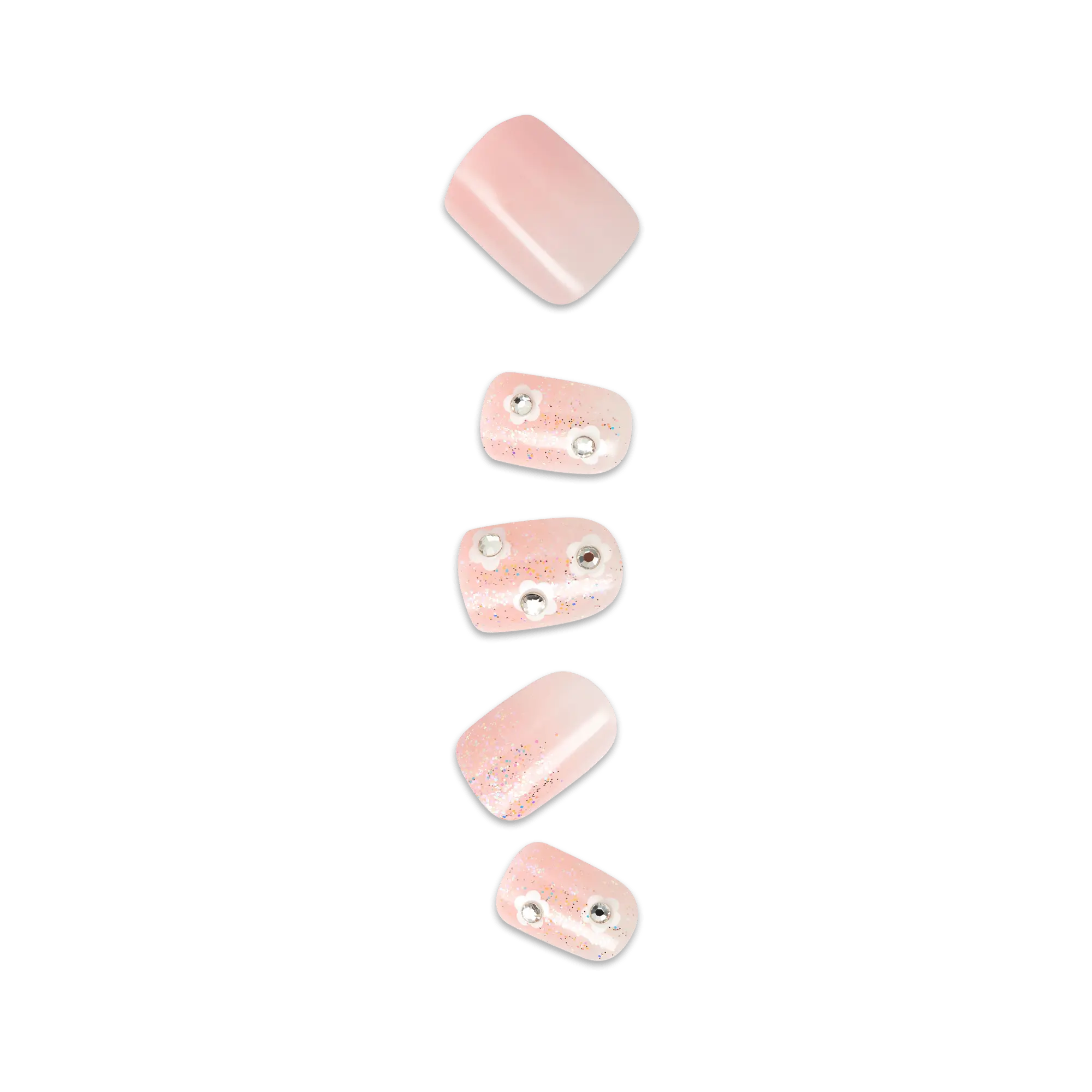Impress Design No Glue Fake Press On Nails - The Beginning | 3D & Jewel Design,  Pink, Short, Squoval, Manicure