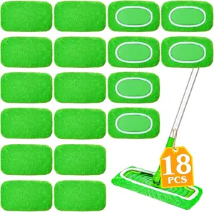 18-Pack Reusable Mop Pads Compatible with Swiffer Sweeper Mop - 100% Coral Fleece Washable Refills - Microfiber Dry & Wet Sweeping Cloths for Multi-Surface/Hardwood Floor Cleaning