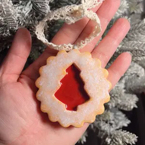 Handmade Christmas Linzer Cookie Ornament - Festive Home Decoration