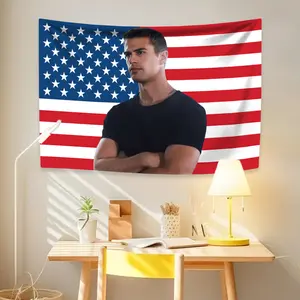 British Actor Tapestry Theo James American Flag Home Decor Wall Hanging Room Decoration Bedroom Dorm Background Cloth Fans Gift Decorative Light
