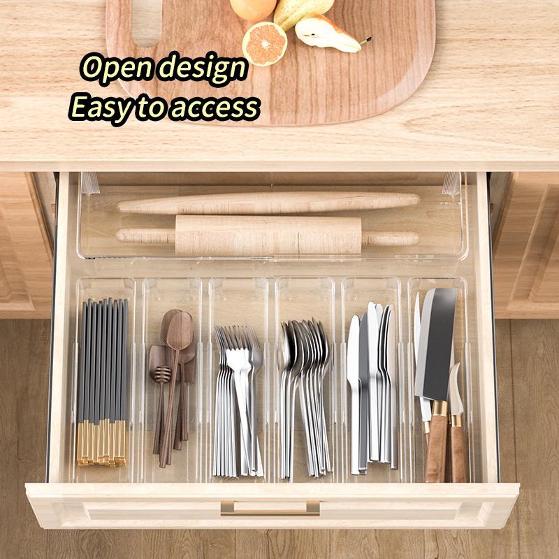 Expandable Clear Drawer Organizer | Aesthetic Kitchen & Vanity Tray