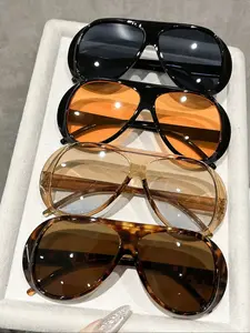 Women's Oversized Aviator Sunglasses, PC Material, All-Seasons Wear, Ideal for Casual Style & Daily Use, Perfect Gift for Her, Trendy Casual Aviator