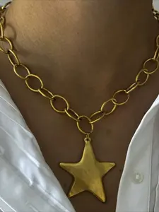 Vintage Chic Punk Hip-Hop Unique Exquisite Exaggerated Big Star Pendant Necklace, Gift for Her, Fashion Jewelry Accessories for Women & Men