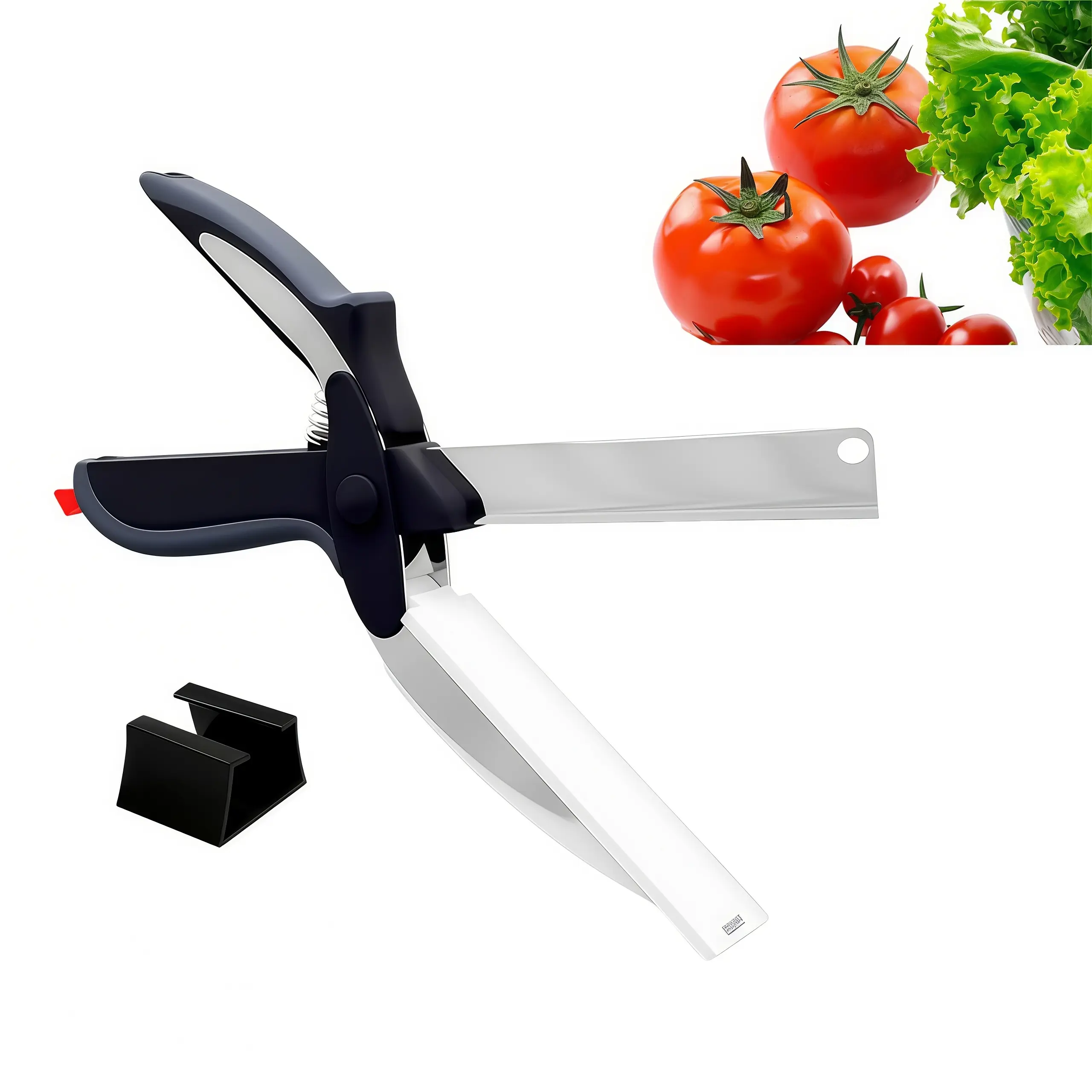 9.6" 2-in-1 Detachable Kitchen Cheese Scissors with Thick Stainless Steel Blade, Cutting Board, Safety Lock, Ergonomic Handle, Meat/Fish Cutter, Mothers Day Gift Option