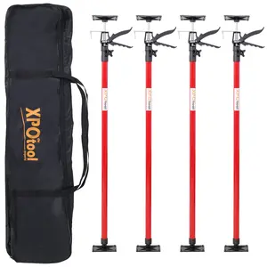 4-Pack Adjustable Support Pole System (45-114 in) - Durable Steel Rod 3rd Hand Tool for Drywall, Cabinets, Includes Carry Bag