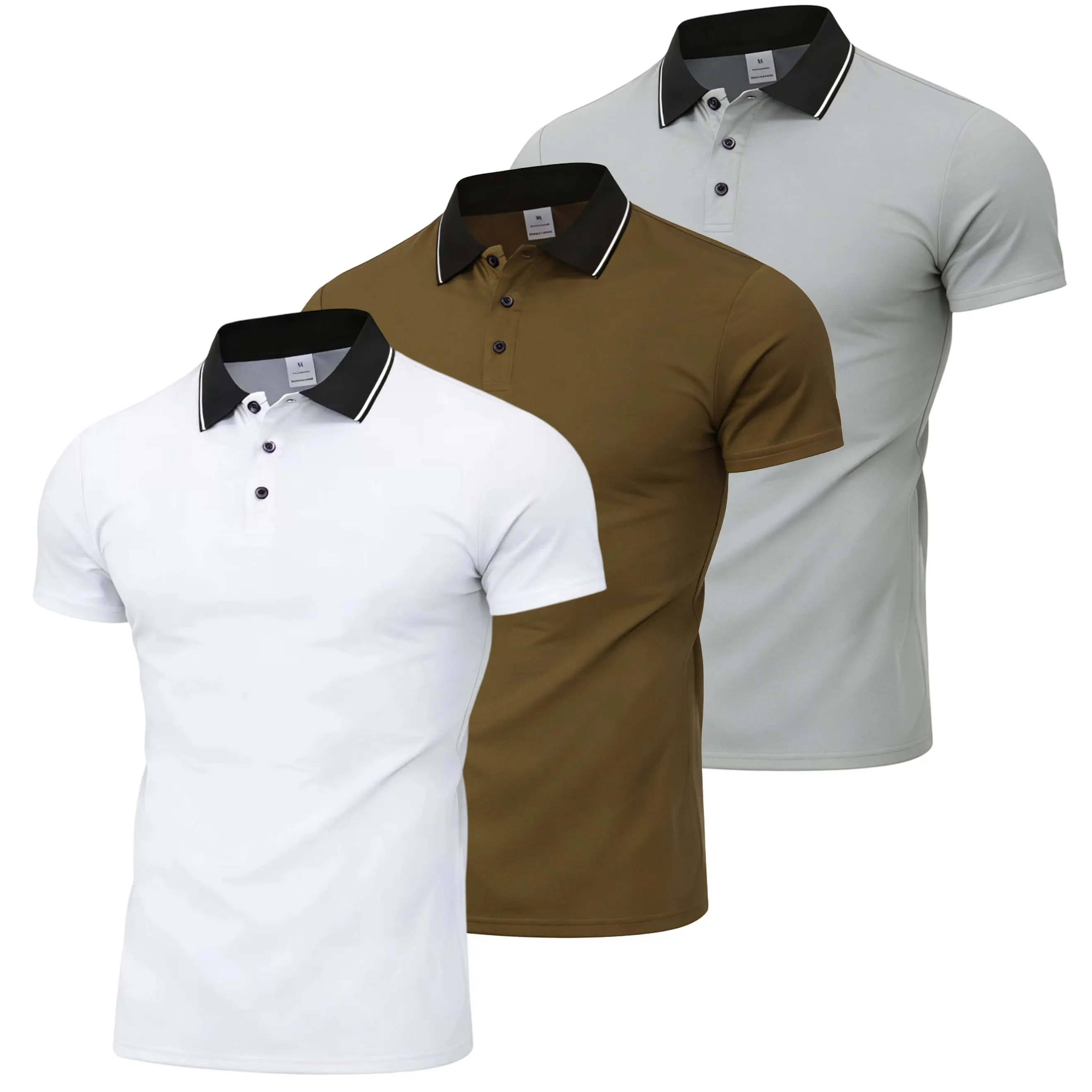 Summer 3-Pack Men’s Polo Shirts with Turn-Down Collar, Short Sleeve, Piqué Fabric, Quick Dry & Breathable, Slim Fit, Business Casual, Versatile Solid Color T-Shirts