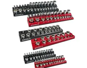 6-Piece Socket Organizer Set, 1/2", 1/4" and 3/8" SAE & Metric Deep & Shallow Socket Holder Kit,