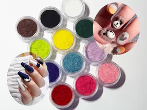 12 cases Velvet Flocking Powder for Nail art Winter Manicure