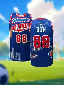 Detroit #10 Printed Basketball Jersey | Blue Graffiti Style, Sports Style Jersey, Unisex Streetwear Uniform for Game Day & Casual Wear