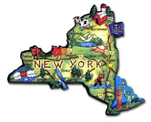 New York Artwood State Magnet Souvenir by Classic Magnets