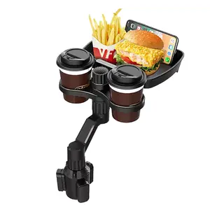2-In-1 Detachable Car Tray with Dual Cup Holders, Multifunctional Adjustable Food Tray, Car Dining Tray, 360 Degree Rotating Fits Most Cars