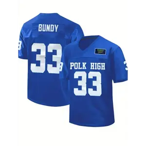 Men's Polk High #33 Rugby Jersey, Retro Embroidery Stitching Sportswear, American Football Shirt For Training Competition